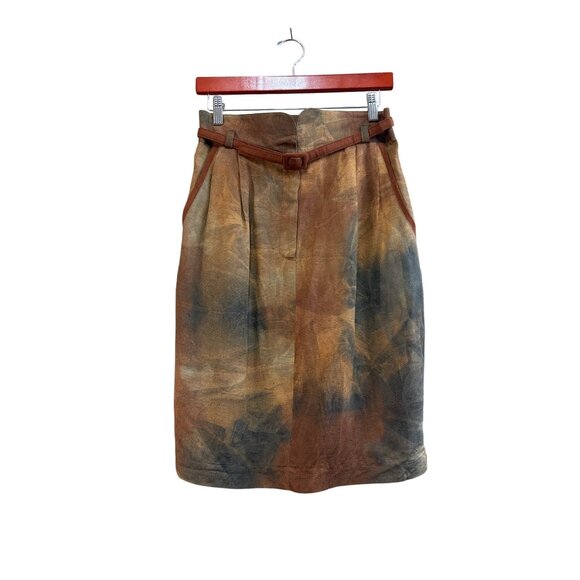 Vintage Platinum Timothy Schoefern Tie-Dye Midi Skirt Women Size 10 - Picture 1 of 6